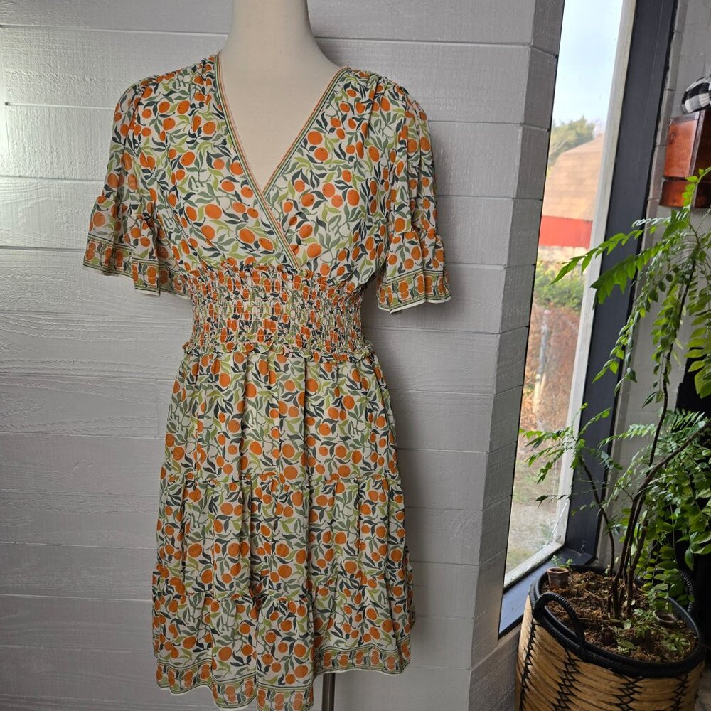 NEW - Max Studio Georgette Short Tier Flutter Sleeve Dress Size: M